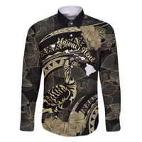 Personalised Hawaii Nene Goose Family Matching Tank Maxi Dress and Hawaiian Shirt Hawaiian Map Hibiscus Polynesian Art - Beige