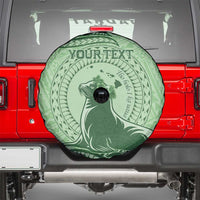 Personalised Hawaii Monk Seal Spare Tire Cover Polynesian Tattoo With Tropical Flowers - Green Pastel LT14 - Polynesian Pride