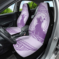 Personalised Hawaii Monk Seal Car Seat Cover Polynesian Tattoo With Tropical Flowers - Purple Pastel LT14 - Polynesian Pride