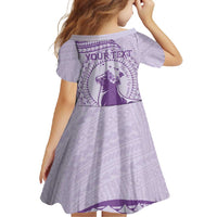 Personalised Hawaii Monk Seal Family Matching Mermaid Dress and Hawaiian Shirt Polynesian Tattoo With Tropical Flowers - Purple Pastel LT14 - Polynesian Pride