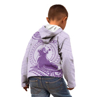 Personalised Hawaii Monk Seal Kid Hoodie Polynesian Tattoo With Tropical Flowers - Purple Pastel LT14 - Polynesian Pride
