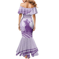 Personalised Hawaii Monk Seal Mermaid Dress Polynesian Tattoo With Tropical Flowers - Purple Pastel LT14 - Polynesian Pride