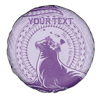 Personalised Hawaii Monk Seal Spare Tire Cover Polynesian Tattoo With Tropical Flowers - Purple Pastel LT14 - Polynesian Pride