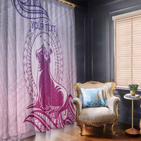 Personalised Hawaii Monk Seal Window Curtain Polynesian Tattoo With Tropical Flowers - Purple Gradient