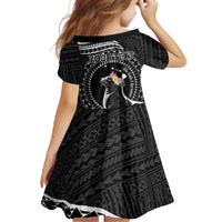 Personalised Hawaii Monk Seal Family Matching Off Shoulder Maxi Dress and Hawaiian Shirt Polynesian Tattoo With Tropical Flowers - Black LT14 - Polynesian Pride