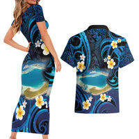 French Polynesia Tetiaroa Atoll Couples Matching Short Sleeve Bodycon Dress and Hawaiian Shirt Polynesian Curves Style LT14 - Polynesian Pride