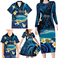 French Polynesia Tetiaroa Atoll Family Matching Long Sleeve Bodycon Dress and Hawaiian Shirt Polynesian Curves Style LT14 - Polynesian Pride