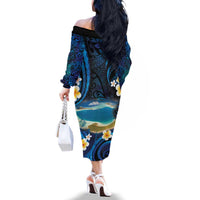French Polynesia Tetiaroa Atoll Family Matching Off The Shoulder Long Sleeve Dress and Hawaiian Shirt Polynesian Curves Style LT14 - Polynesian Pride