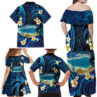 French Polynesia Tetiaroa Atoll Family Matching Off Shoulder Maxi Dress and Hawaiian Shirt Polynesian Curves Style LT14 - Polynesian Pride