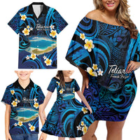 French Polynesia Tetiaroa Atoll Family Matching Off Shoulder Short Dress and Hawaiian Shirt Polynesian Curves Style LT14 - Polynesian Pride