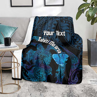 Personalised Tahiti Moorea Atoll Blanket Polynesian Sea Turtle