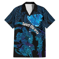 Personalised Tahiti Moorea Atoll Family Matching Mermaid Dress and Hawaiian Shirt Polynesian Sea Turtle LT14 Dad's Shirt - Short Sleeve Blue - Polynesian Pride