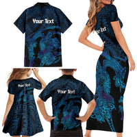 Personalised Tahiti Moorea Atoll Family Matching Short Sleeve Bodycon Dress and Hawaiian Shirt Polynesian Sea Turtle LT14 - Polynesian Pride