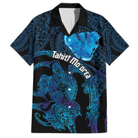 Personalised Tahiti Moorea Atoll Family Matching Summer Maxi Dress and Hawaiian Shirt Polynesian Sea Turtle LT14 Dad's Shirt - Short Sleeve Blue - Polynesian Pride