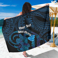Personalised Tahiti Moorea Atoll Sarong Polynesian Sea Turtle LT14 One Size 44 x 66 inches Blue - Polynesian Pride
