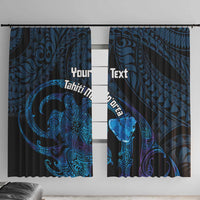 Personalised Tahiti Moorea Atoll Window Curtain Polynesian Sea Turtle LT14 With Hooks Blue - Polynesian Pride