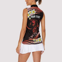 Personalised Tahiti Bora Bora Women Sleeveless Polo Shirt Manta Rays With Polynesian Plumeria LT14 - Polynesian Pride