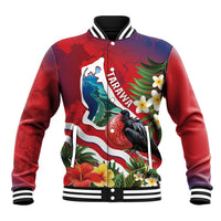 Personalised Kiribati Tarawa Atoll Baseball Jacket Frigate Bird With Map Tropical Style LT14 Unisex Red - Polynesian Pride