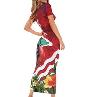 Personalised Kiribati Tarawa Atoll Family Matching Short Sleeve Bodycon Dress and Hawaiian Shirt Frigate Bird With Map Tropical Style LT14 - Polynesian Pride