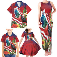 Personalised Kiribati Tarawa Atoll Family Matching Tank Maxi Dress and Hawaiian Shirt Frigate Bird With Map Tropical Style LT14 - Polynesian Pride
