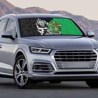 New Zealand and Ireland Rugby Custom Auto Sun Shade Maori Tiki Fern Irish Celtic Cross LT14 - Polynesian Pride