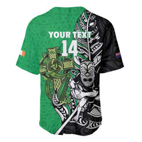 New Zealand and Ireland Rugby Custom Baseball Jersey Maori Tiki Fern Irish Celtic Cross LT14 - Polynesian Pride