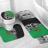 New Zealand and Ireland Rugby Custom Bathroom Set Maori Tiki Fern Irish Celtic Cross LT14 Mat Set Only (3 pcs) One Size Green - Polynesian Pride