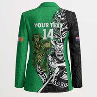 New Zealand and Ireland Rugby Custom Blazer Maori Tiki Fern Irish Celtic Cross LT14 - Polynesian Pride