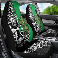 New Zealand and Ireland Rugby Custom Car Seat Cover Maori Tiki Fern Irish Celtic Cross LT14 - Polynesian Pride