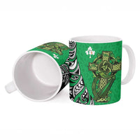 New Zealand and Ireland Rugby Ceramic Mug Maori Tiki Fern Irish Celtic Cross LT14 - Polynesian Pride