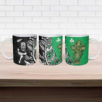 New Zealand and Ireland Rugby Ceramic Mug Maori Tiki Fern Irish Celtic Cross LT14 - Polynesian Pride