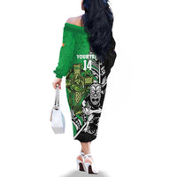 New Zealand and Ireland Rugby Custom Family Matching Off The Shoulder Long Sleeve Dress and Hawaiian Shirt Maori Tiki Fern Irish Celtic Cross LT14 - Polynesian Pride