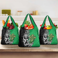 New Zealand and Ireland Rugby Custom Grocery Bag Maori Tiki Fern Irish Celtic Cross LT14 3-pack One Size Green - Polynesian Pride