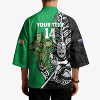 New Zealand and Ireland Rugby Custom Kimono Maori Tiki Fern Irish Celtic Cross LT14 - Polynesian Pride