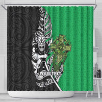 New Zealand and Ireland Rugby Custom Shower Curtain Maori Tiki Fern Irish Celtic Cross LT14 - Polynesian Pride