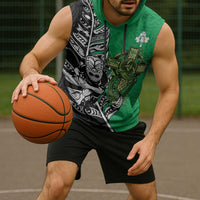 New Zealand and Ireland Rugby Custom Sleeveless Hoodie Maori Tiki Fern Irish Celtic Cross LT14 - Polynesian Pride
