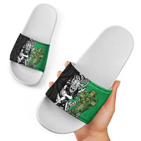 New Zealand and Ireland Rugby Custom Slide Sandals Maori Tiki Fern Irish Celtic Cross LT14 - Polynesian Pride