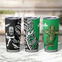 New Zealand and Ireland Rugby Tumbler Cup Maori Tiki Fern Irish Celtic Cross LT14 - Polynesian Pride