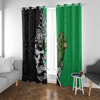 New Zealand and Ireland Rugby Custom Window Curtain Maori Tiki Fern Irish Celtic Cross LT14 With Grommets Green - Polynesian Pride