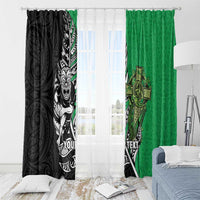 New Zealand and Ireland Rugby Custom Window Curtain Maori Tiki Fern Irish Celtic Cross LT14 - Polynesian Pride