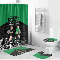 New Zealand and Ireland Rugby Bathroom Set Chicago 2025 Go All Black Shamrocks LT14 Bathroom Set (4 pcs) Black - Polynesian Pride