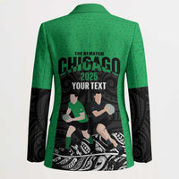 New Zealand and Ireland Rugby Custom Blazer Chicago 2025 Go All Black Shamrocks LT14 - Polynesian Pride