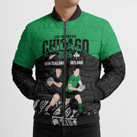 New Zealand and Ireland Rugby Custom Bomber Puffer Jacket Chicago 2025 Go All Black Shamrocks - Polynesian Pride