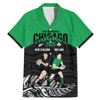 New Zealand and Ireland Rugby Custom Family Matching Mermaid Dress and Hawaiian Shirt Chicago 2025 Go All Black Shamrocks LT14 Dad's Shirt - Short Sleeve Black - Polynesian Pride