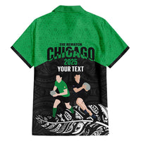 New Zealand and Ireland Rugby Custom Family Matching Tank Maxi Dress and Hawaiian Shirt Chicago 2025 Go All Black Shamrocks LT14 - Polynesian Pride