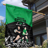 New Zealand and Ireland Rugby Garden Flag Chicago 2025 Go All Black Shamrocks LT14 - Polynesian Pride