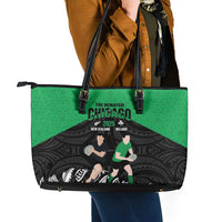 New Zealand and Ireland Rugby Leather Tote Bag Chicago 2025 Go All Black Shamrocks LT14 - Polynesian Pride
