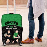 New Zealand and Ireland Rugby Luggage Cover Chicago 2025 Go All Black Shamrocks - Polynesian Pride