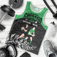 New Zealand and Ireland Rugby Custom Men Tank Top Chicago 2025 Go All Black Shamrocks LT14 - Polynesian Pride