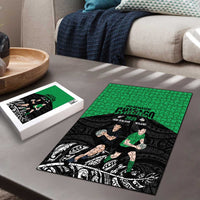 New Zealand and Ireland Rugby Puzzle Chicago 2025 Go All Black Shamrocks LT14 - Polynesian Pride
